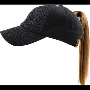 Brand New - Chevron Glitter Pony Tail Hat